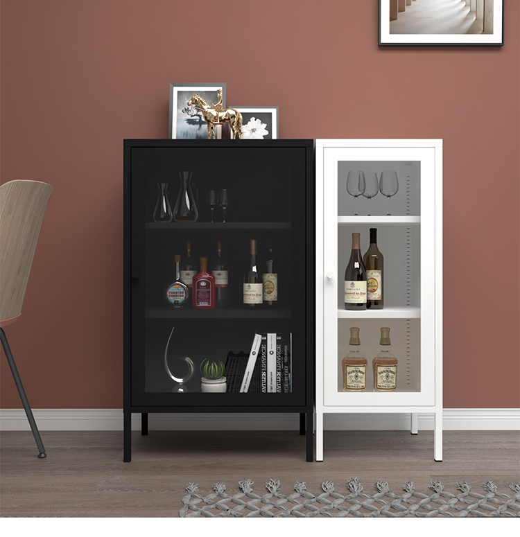 Home Furniture Living Room Cabinets 2 Mesh Door Storage Cabinet With Stand Feet