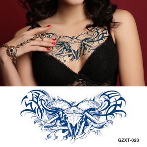 Autocollant de tatouage bleu semi-permanent pour la poitrine, imperméable, temporaire, réaliste, grands tatouages amovibles, <span class=keywords><strong>sexy</strong></span>, pour la poitrine et la taille - Product Image 5