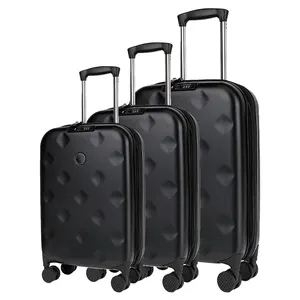 طقم حقائب سفر من 3 قطع بغطاء صلب قابلة للطي مع عجلات دوارة ABS طقم حقائب سفر قابل للطي