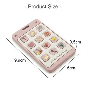 Anneau de dentition pour bébé en silicone de qualité alimentaire sans BPA, unisexe, forme carrée, jouet souple style téléphone - Product Image 4