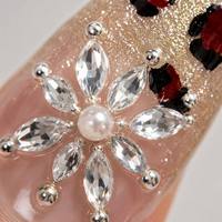 Faux Ongles à Presser Léopard Bourgogne Vente en Gros Personnalisés Stiletto Faux Ongles Artificiels 3D Fleur Gemme Strass Luxe