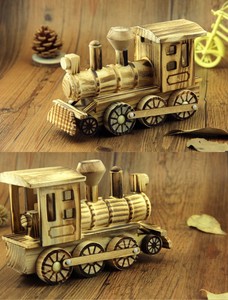 ของเล่นงานฝีมือไม้ รถไฟไอน้ำจำลองแบบ 3 มิติ - Product Image 3