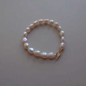 WENCHI Women's Handmade 925 <b>Silver</b> Plated 18K Gold OT Buckle Natural Baroque <b>Pearl</b> 17cm Elegant <b>Bracelet</b> - Product Image 4