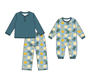 Vêtements pour bébés garçons avec imprimés de citrouilles d'automne, vêtements pour enfants en gros, tenues - Product Image 1