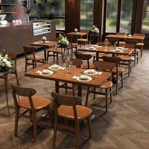 Juego de Muebles de <span class=keywords><strong>Restaurante</strong></span> Comercial Moderno, Base de Madera, Banqueta, Sofá de Cuero, Mesa de Madera para Cafetería, Bistro, Hotel - Product Image 2