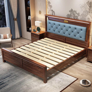 Rosewood Solid Wood <b>Bed</b> 1.8m/1.5m <b>Soft</b> Headboard Platform <b>Bed</b> Master Bedroom Wedding <b>Bed</b> - Product Image 4