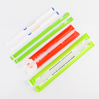 Pailles de Pla emballées individuellement dégradables de paille droite de thé de bulle colorée de matériel d'acide polylactique avec du papier d'emballage