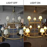 Lustre suspendu vintage YH pour îlot de cuisine, plafond haut, salle à manger, salon, en laiton et cuir, à double niveau, avec éclairage LED