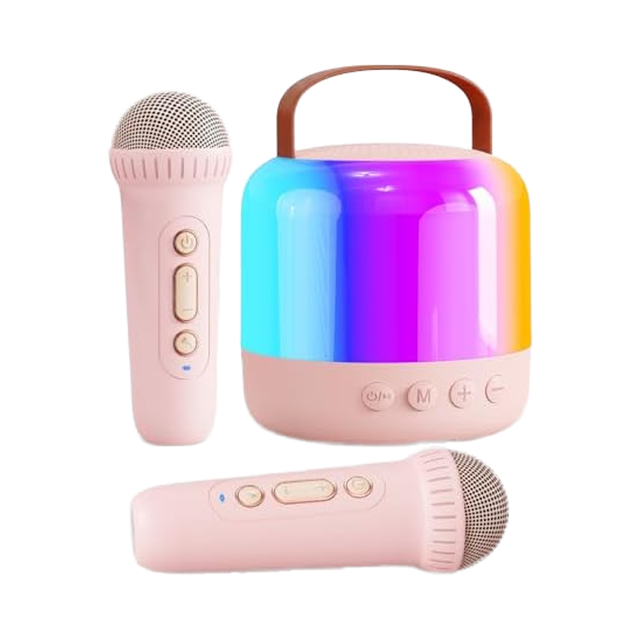 Portable Mini BT 5.3 Full-Range Karaoke Machine RGB LED Lights Wireless Microphone Battery Powered-Birthday Gift Kids 4-12 Years