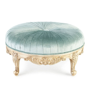Modern Luxury Round Ottoman Stool Solid Wood with Soft Fabric for Entry School or Apartment <strong>Mid</strong> for <strong>Century</strong> Velvet <strong>Footstool</strong> - Product Image 5