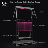 Fontaine numérique à rideau d'eau Water Crown en acier inoxydable, éclairée aux lumières lavande, pour événements nocturnes, bars, jardins et fêtes en extérieur