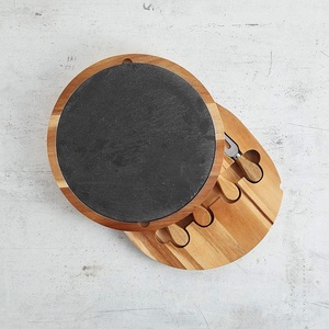 Planches à fromage avec ensembles de couteaux - Bambou, <span class=keywords><strong>Ardoise</strong></span>, Tiroirs coulissants, Ensembles de couteaux spécialisés - Cadeaux pour lui ou elle - Product Image 2