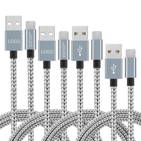 Kabel Data pengisian daya USB, kawat USB kepang nilon panjang 1 Meter untuk iPhone 7 8 9 X XR 11 12 13 Pro Max Mini