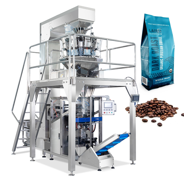 Automatic Vffs Multihead Weigher Coffee Bean Filling Packing Machine Stand up Pouch Coffee Bean Packaging Machine