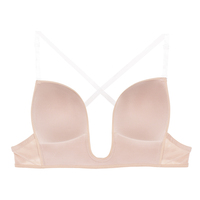 Brasier Sexy Escote en U Profundo con Espalda Descubierta Push-Up Multiusos Transpirable con Aumento de Busto y Copa en V para Mujer