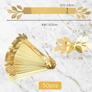 50 Stück Goldblätter Serviettenhalter Reflektierende Goldblatt-förmige Papier-Serviettenringe für Dinner-Partys und Festliche Tischdekoration - Product Image 2