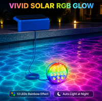 Lumière de piscine à énergie solaire RGB, lumière sous-marine sans fil, étanche IP68, 13 LED, pour piscine, spa, fontaine, cour, terrasse
