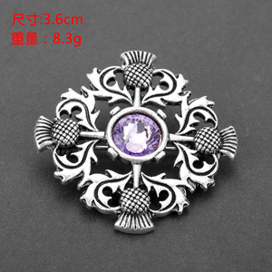 Broches <span class=keywords><strong>viking</strong></span> rétro à la mode créative Broche de chardon de fleur national écossais Broche de couronne de corsage d'amour Serviette de soie Boucle Pin - Product Image 5