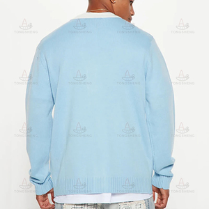 Custom Button V Neck College <strong>Cardigan</strong> Sweater for <strong>Men</strong> Letter Embroidery Ribbed Cuff <strong>Mens</strong> Varsity <strong>Cardigan</strong> Sweater <strong>With</strong> <strong>Pockets</strong> - Product Image 3