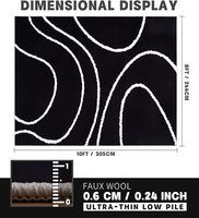 Alfombras Modernas Lavables en Blanco y Negro, Alfombra Fina con Rayas Geométricas Abstractas para Sala de Estar, Dormitorio, Comedor y Oficina