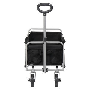DB Black Cloth Silver Frame Folding Wagon 100kg Capacity 600d Oxford Cloth 74.5*45.5*84cm Flat Folding Style <b>Garden</b> <b>Cart</b> - Product Image 3