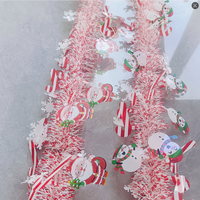 Guirlande de Noël en plastique en forme de Père Noël, moderne, rouge et blanc rayé, décorations de fête suspendues