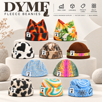 Bonnet en polaire personnalisé DYMF avec logo, bonnet à revers unisexe, chaud pour l'hiver, imprimé graphique, doux, couvre-oreilles, vente en gros