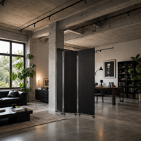 Paravent pliant mobile en contreplaqué marin, cloison roulante personnalisée pour la séparation d'espaces (maison, studio, boutique)