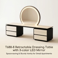 Table de maquillage moderne et écologique avec tiroirs durables, éclairage réglable, en MDF, meuble de rangement pour chambre à coucher