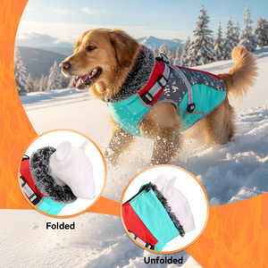 <b>Dog</b> Cotton Padded Jacket Sky Blue Red Winter Windproof Coat For Pet Puppy Clothes Thick Warm Outerwear - Product Image 3