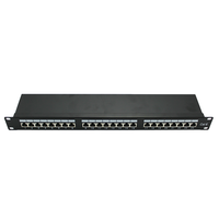 Panel de Conexiones CAT6 Blindado STP de 24 Puertos, 1U, 19 Pulgadas, Montaje en Rack, con Cable de Tierra, RJ45, Distribuidor de Red Blindado