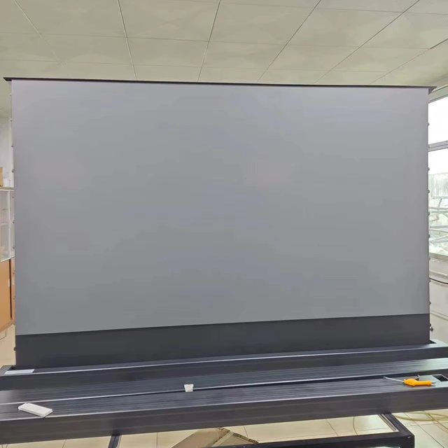 100 Inch Motorized Floor Rising Projector Screen ALR Black Diamond UST Laser Soft White Long Throw 4K HD