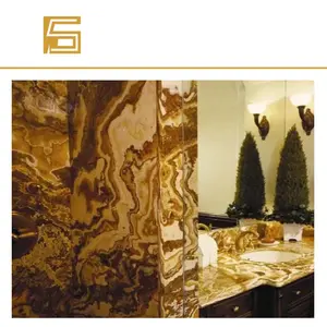 巴基斯坦老虎玛瑙板核桃 Tra-缟玛瑙瓷砖层压 Tranlusent 缟玛瑙室内装饰.
