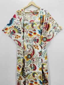 Women's Casual Wear Floral Print <b>Kaftan</b> <b>Dress</b> Long Boho Style <b>Dress</b> Relaxed Fit Gathered Drawstring Waist Outfit - Product Image 2