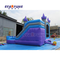 Château gonflable bleu pour enfants à vendre, château gonflable commercial avec toboggan aquatique, château de saut gonflable