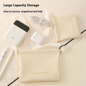 Portable Data <b>Cable</b> Sorting <b>Bag</b> Automatic Closing Storage Travel Living Room Lipstick Cosmetic Charger <b>Bag</b> PU Material - Product Image 4