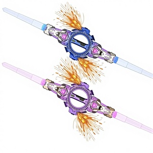 Épée Double Rotative Lumineuse 360° avec Effet <span class=keywords><strong>de</strong></span> Souffle <span class=keywords><strong>de</strong></span> Feu Rechargeable en Plastique DEFA – Jouet pour Enfants, Fête, Cosplay, Anniversaire - Product Image 1