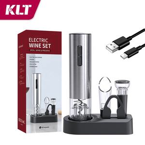 Fabrieksaanbod 4in1 Usb Kurkentrekker Kit Oplaadbare Elektrische Wijn <span class=keywords><strong>Opener</strong></span> Cadeau <span class=keywords><strong>Set</strong></span> Met Beluchter, Folie Cutter,Stoppers - Product Image 1