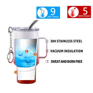 Mini vaso de chupito de doble pared de acero inoxidable de 4oz, color degradado, vaso de chupito con asa y tapa, Pajita con llavero - Product Image 3