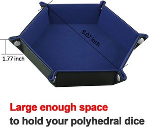 Hot Sell <b>Collapsible</b> Double Layer Pu Leather Hexagon Dice <b>Storage</b> Tray Portable Box For Dnd Tabletop Gaming - Product Image 4