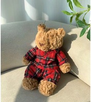   Boneka Beruang Barcelona Edisi Terbatas Natal, Pakaian Kotak-kotak, Super Lembut, Isi Kapas PP, Hadiah Ulang Tahun, Unisex