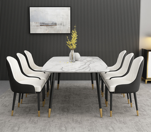 Table et chaises à manger en marbre nordique, combinaison moderne minimaliste, table à riz, petit appartement, table à manger télescopique - Product Image 2