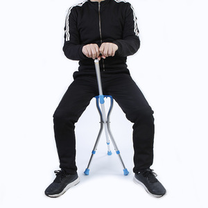 Aluminum Alloy Folding Cane <b>Stool</b> <b>Height</b> <b>Adjustable</b> With Light For Outdoor Use - Product Image 1