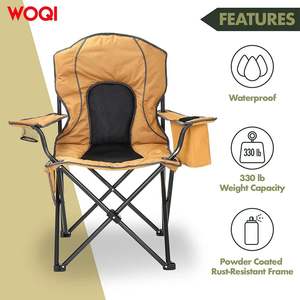 Chaise pliante de camping WOQI Outdoor, structure en aluminium beige, tissu Oxford, 40,5 pouces, avec porte-gobelet et accoudoirs rembourrés - Product Image 5