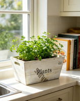 Pot de fleurs en bois de style ferme pour la vente en gros - Pot de fleurs d'intérieur en bois blanc imprimé personnalisable pour l'horticulture