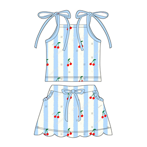 Popolare Completo Estivo Personalizzato per Bambine, Top Senza Maniche con Fiocco e Gonna a Balze, Set Sportivo per Bambine - Product Image 6
