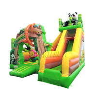 WINSUN Château gonflable semi-fermé personnalisé de haute qualité, écologique, portable, pour fêtes, avec toboggan sec Aventure Jungle
