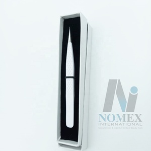 แหนบต่อขนตาสแตนเลสเนื้อแข็งเคลือบผงสีขาวแบบมืออาชีพปรับแต่งได้ดูแลส่วนบุคคล - Product Image 6