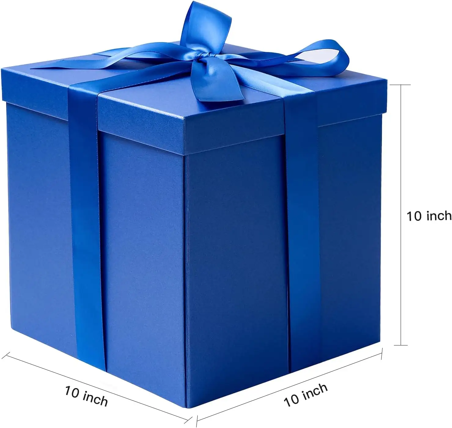 Mittlere Geburtstags geschenk box mit Deckel, Band und Seidenpapier, zusammen klappbare Geschenk box-1 Stück, 10x10x10 Zoll, Königsblau