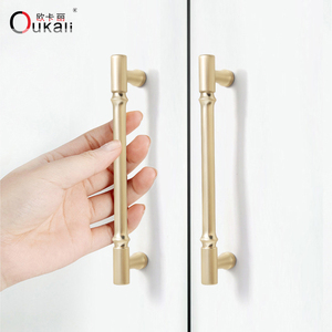 Oukali New Release Modern French Furniture Cabinet <strong>Handle</strong> <strong>Kitchen</strong> Drawer <strong>Brushed</strong> <strong>Copper</strong> Zinc Pull <strong>Handles</strong> - Product Image 5